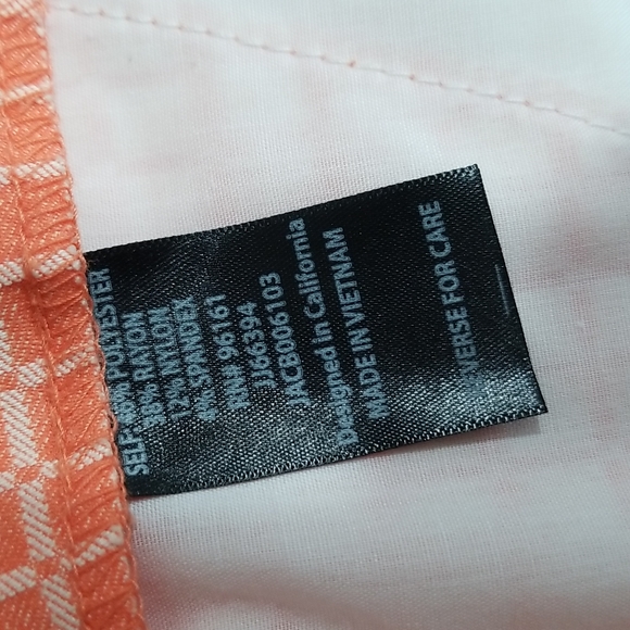 BeBop Pattern Orange White Zipper Shorts. 7 - Picture 12 of 12